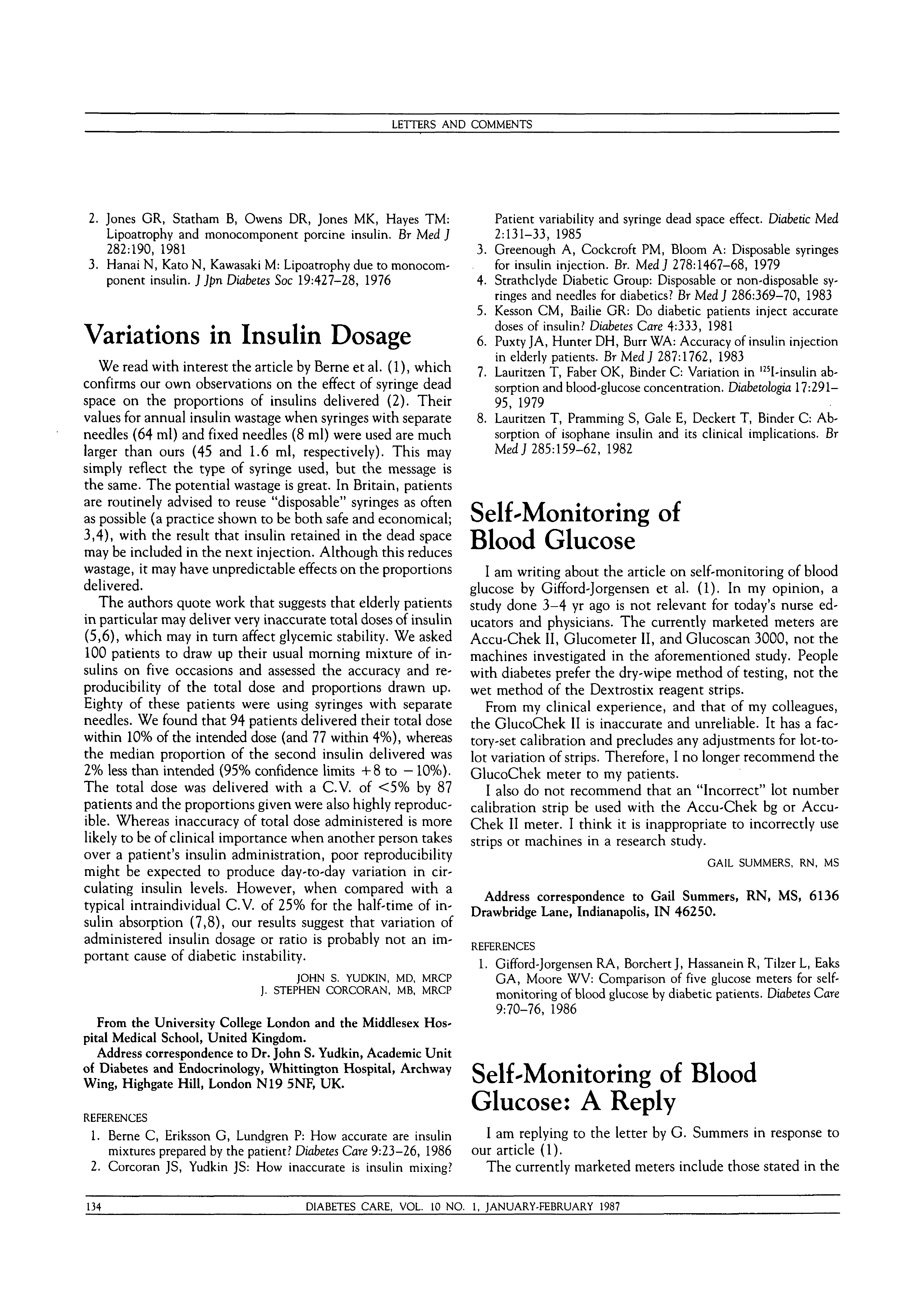 First page of Self-Monitoring of Blood Glucose