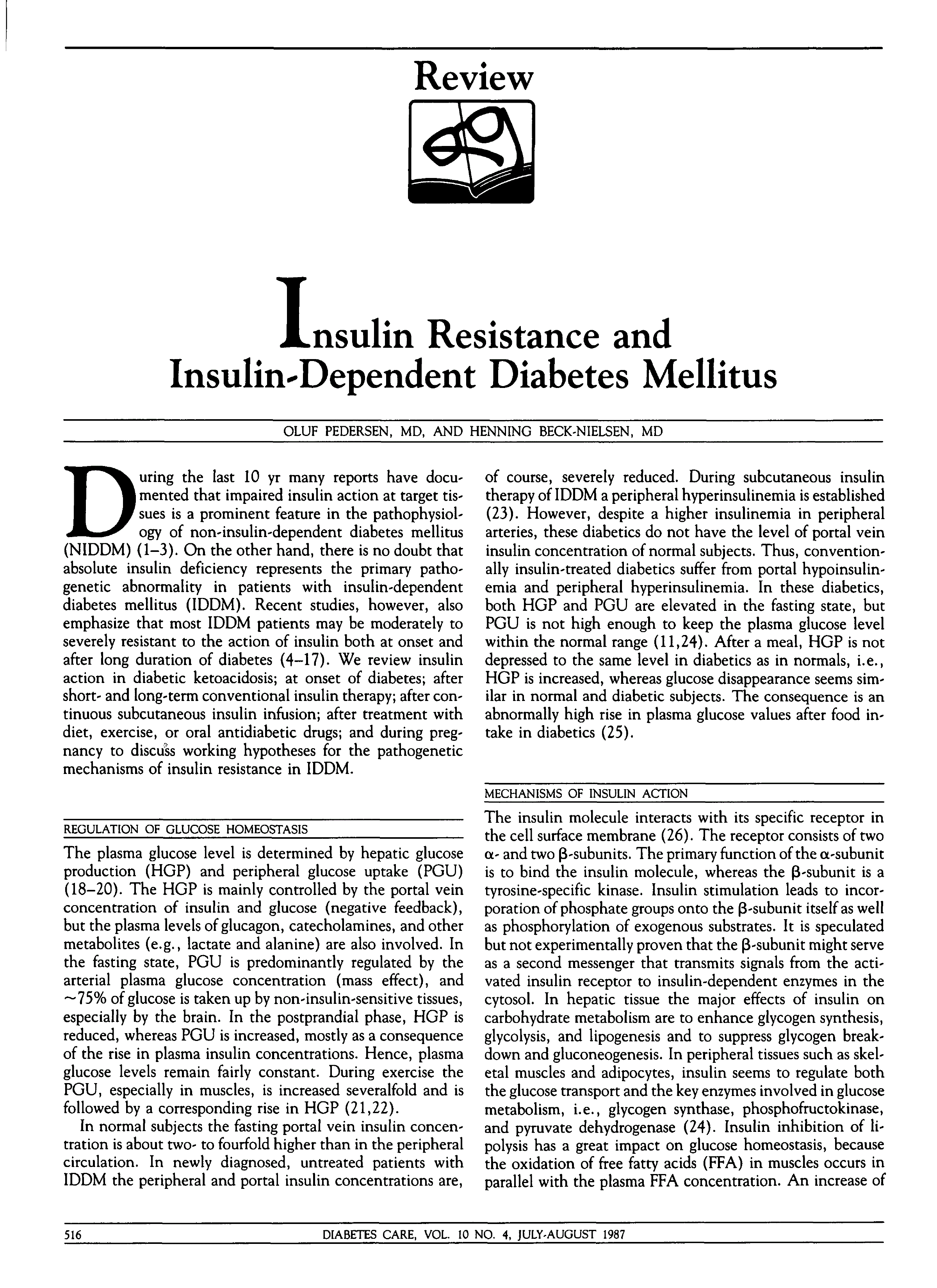 First page of Insulin Resistance and Insulin-Dependent Diabetes Mellitus