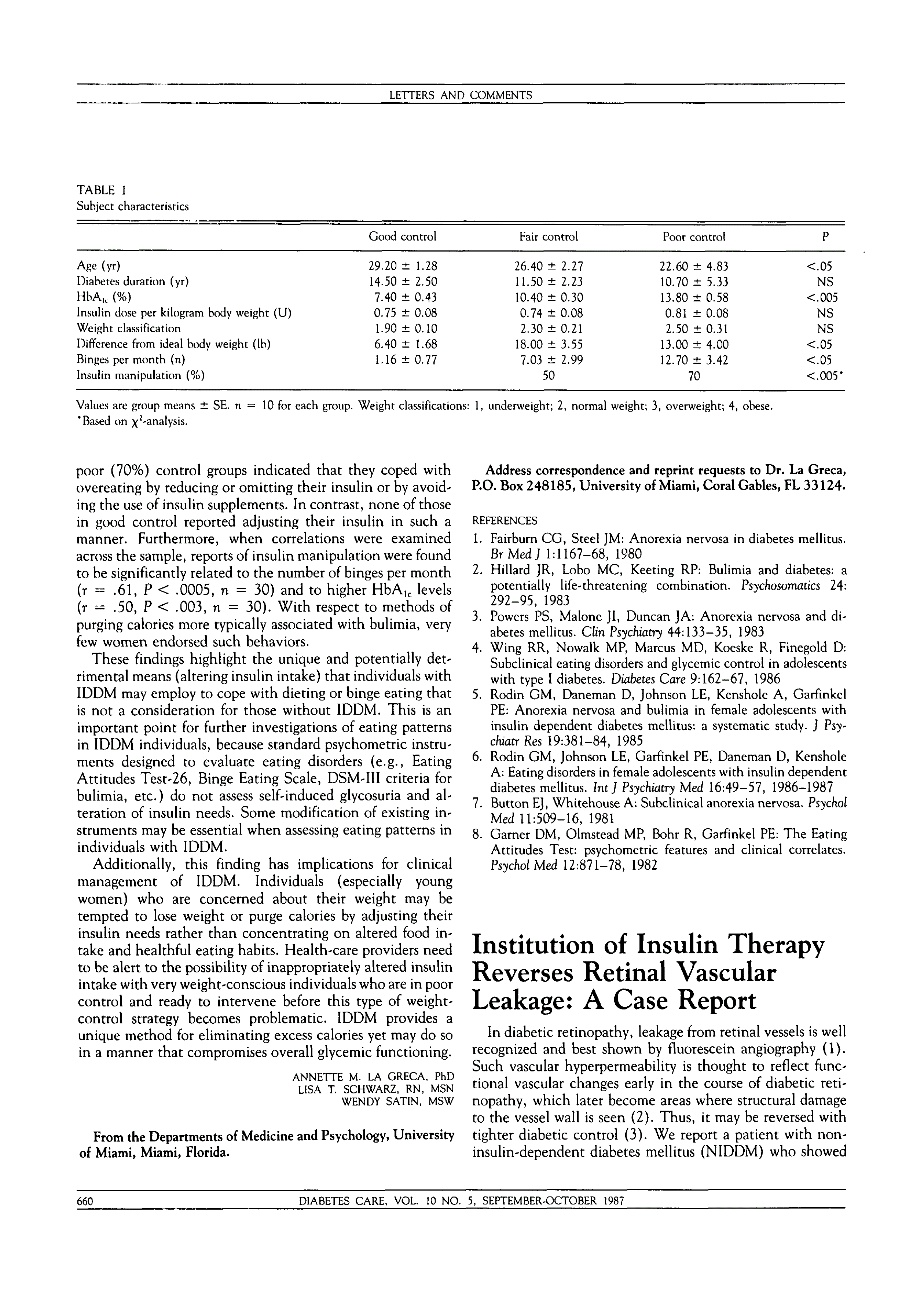 First page of Institution of Insulin Therapy Reverses Retinal Vascular Leakage: A Case Report