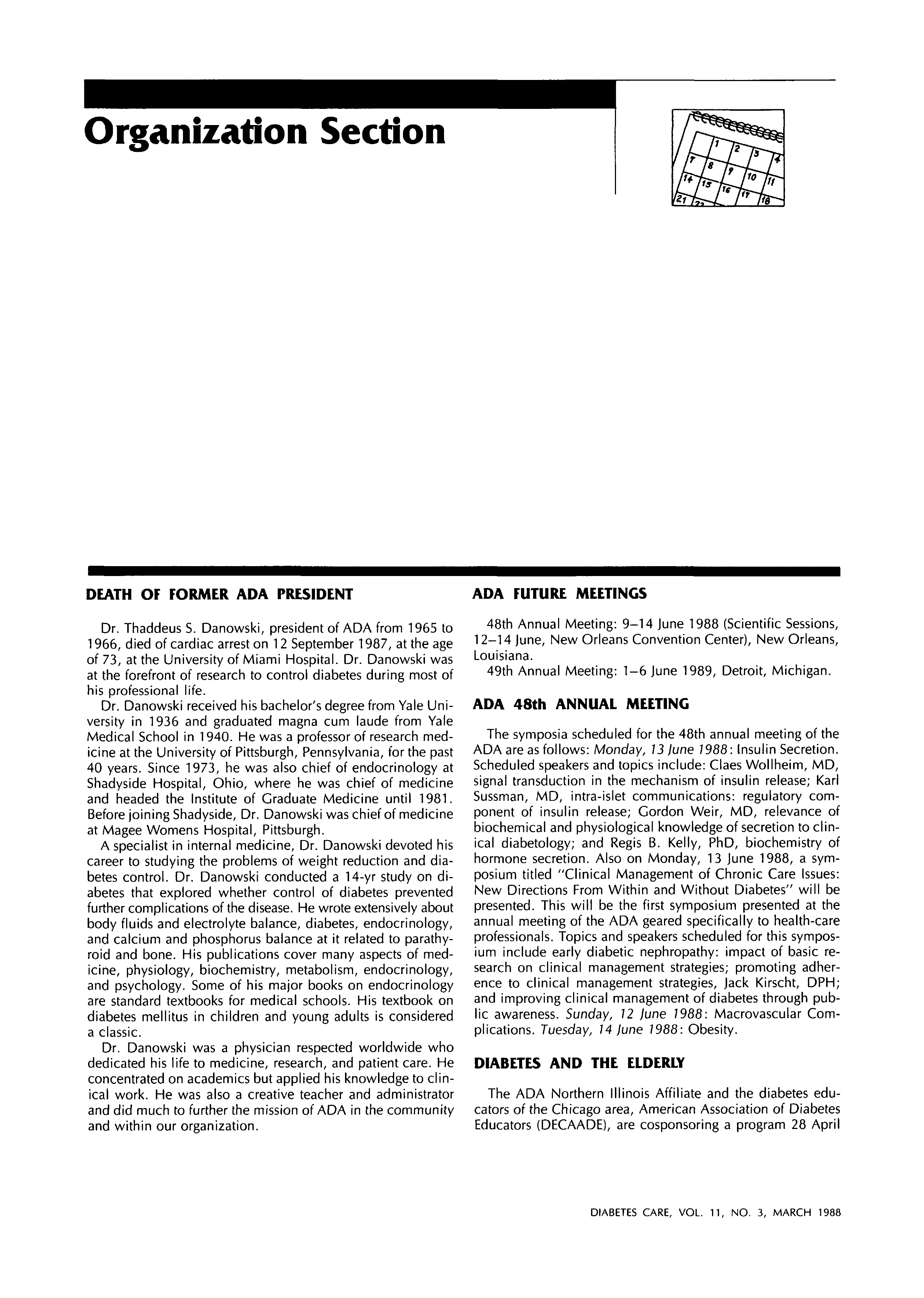 First page of Organization Section