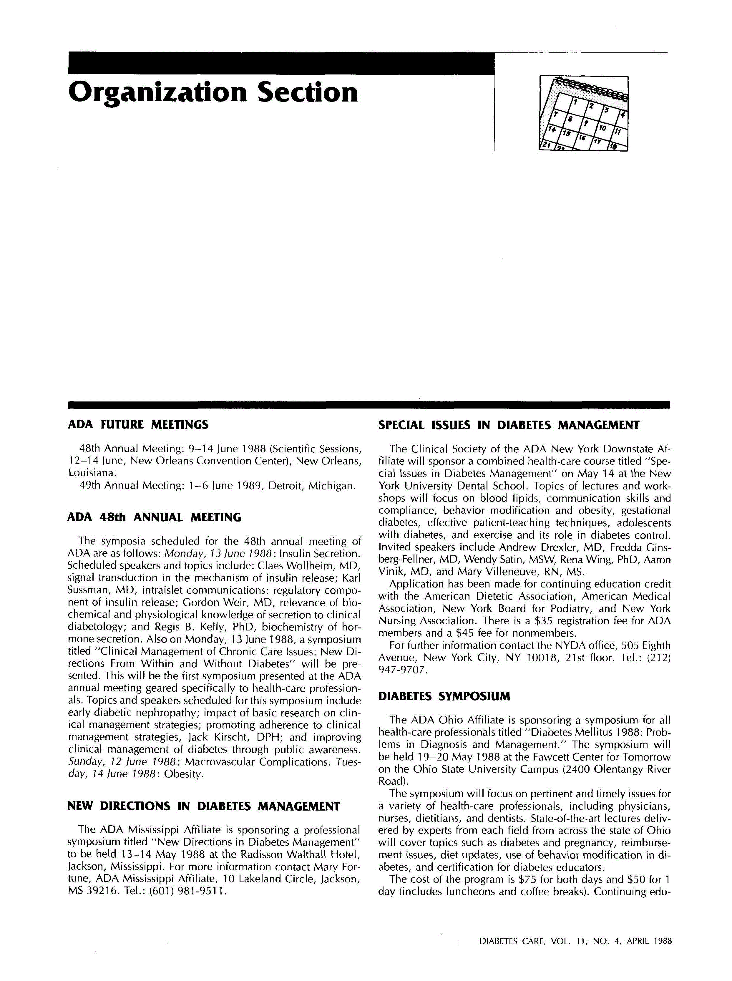 First page of Organization Section