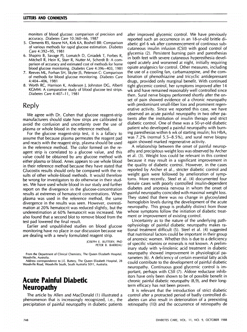 First page of Acute Painful Diabetic Neuropathy