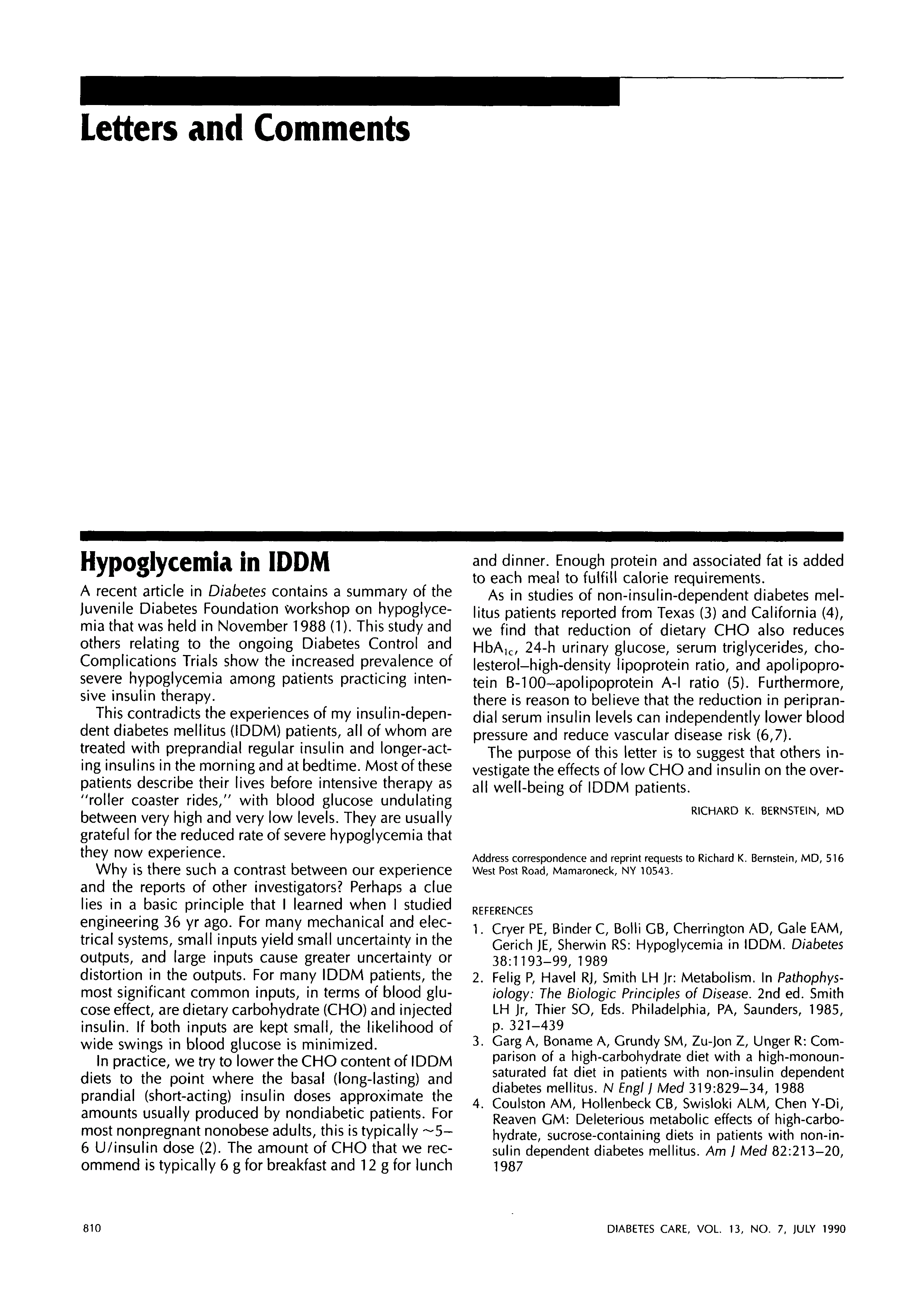 First page of Hypoglycemia in IDDM