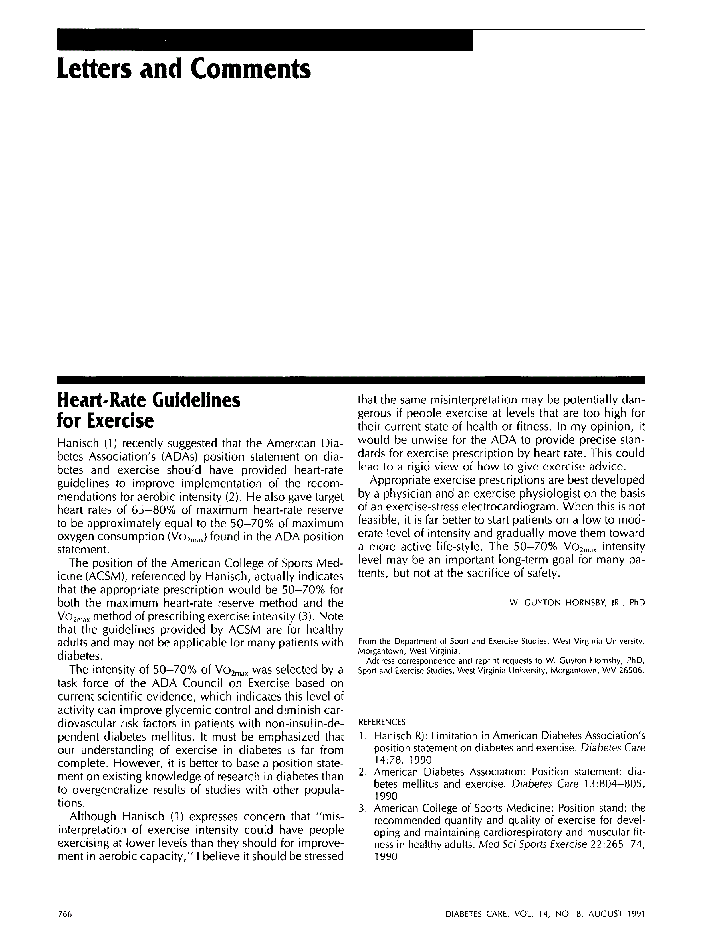 First page of Heart-Rate Guidelines for Exercise