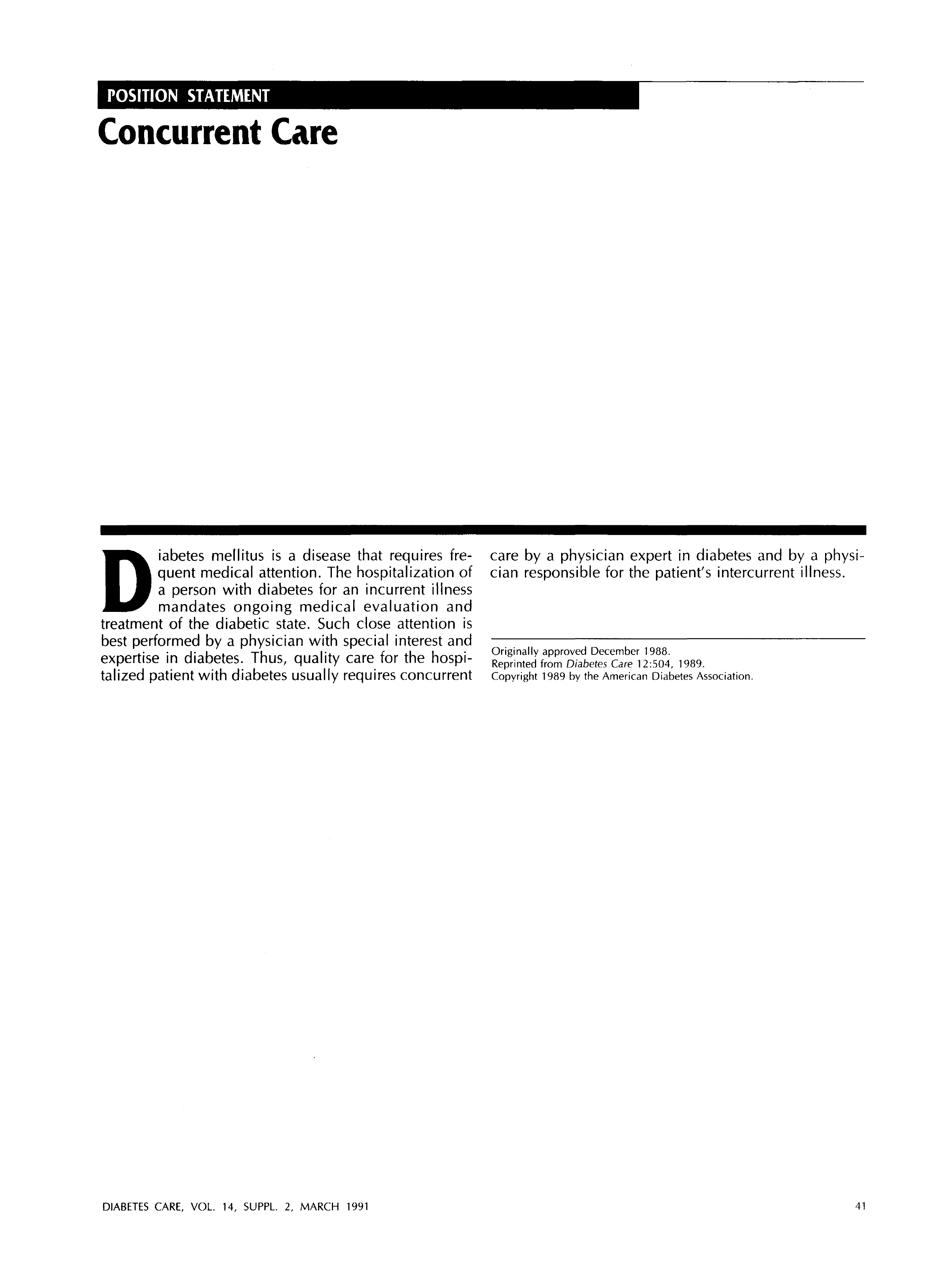 First page of Concurrent Care
