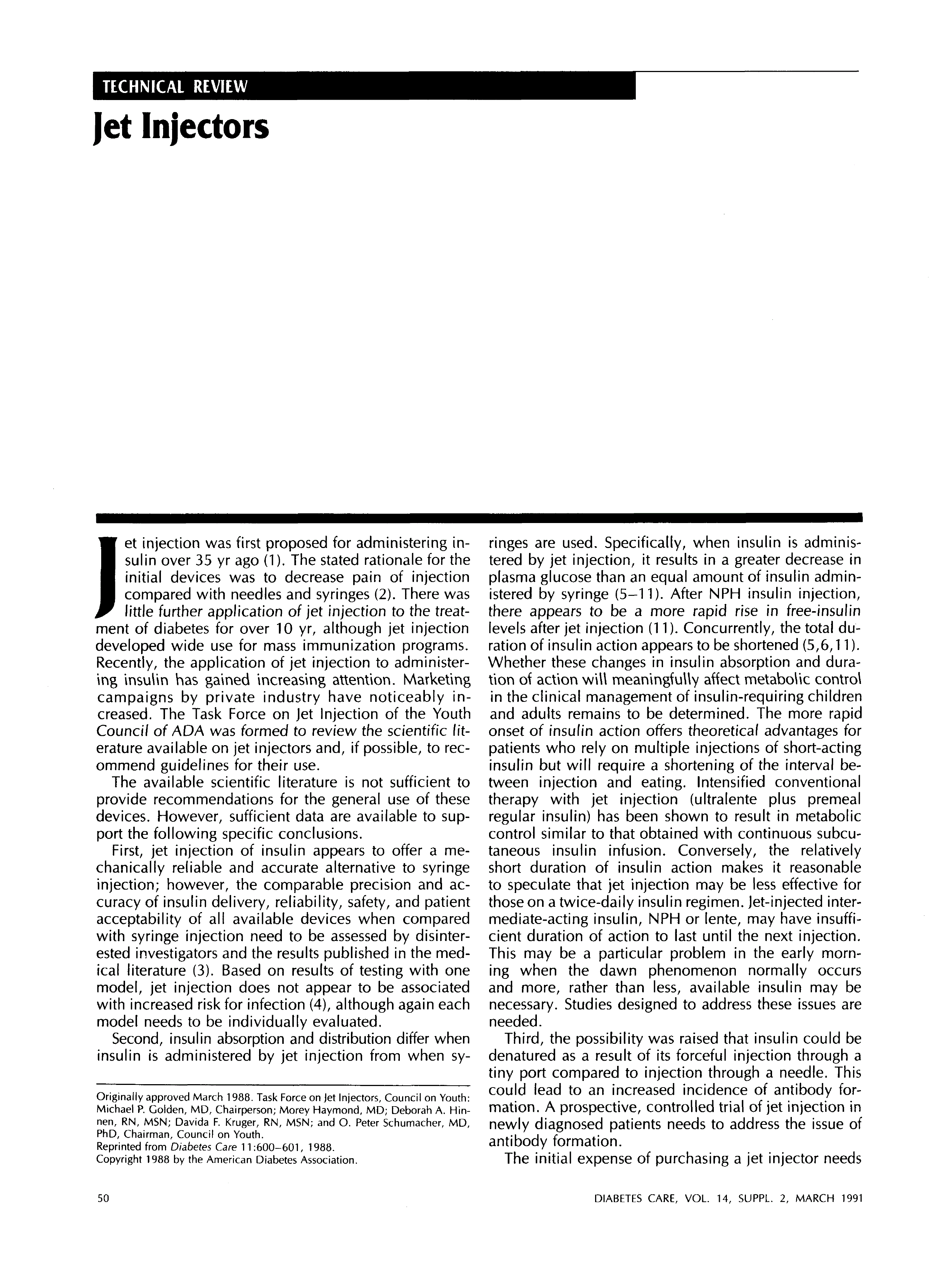 Jet Injectors Diabetes Care American Diabetes Association