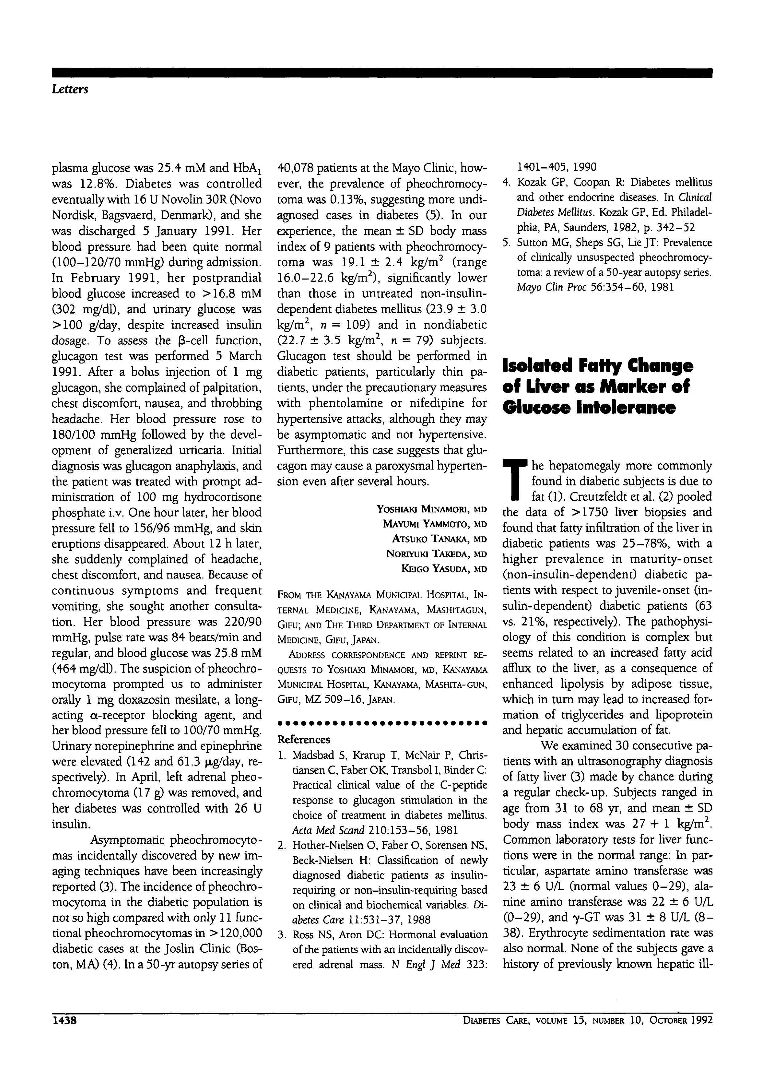 First page of Isolated Fatty Change of Liver as Marker of Glucose Intolerance