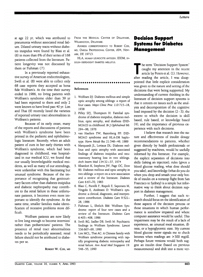 First page of Decision Support Systems for Diabetes Management