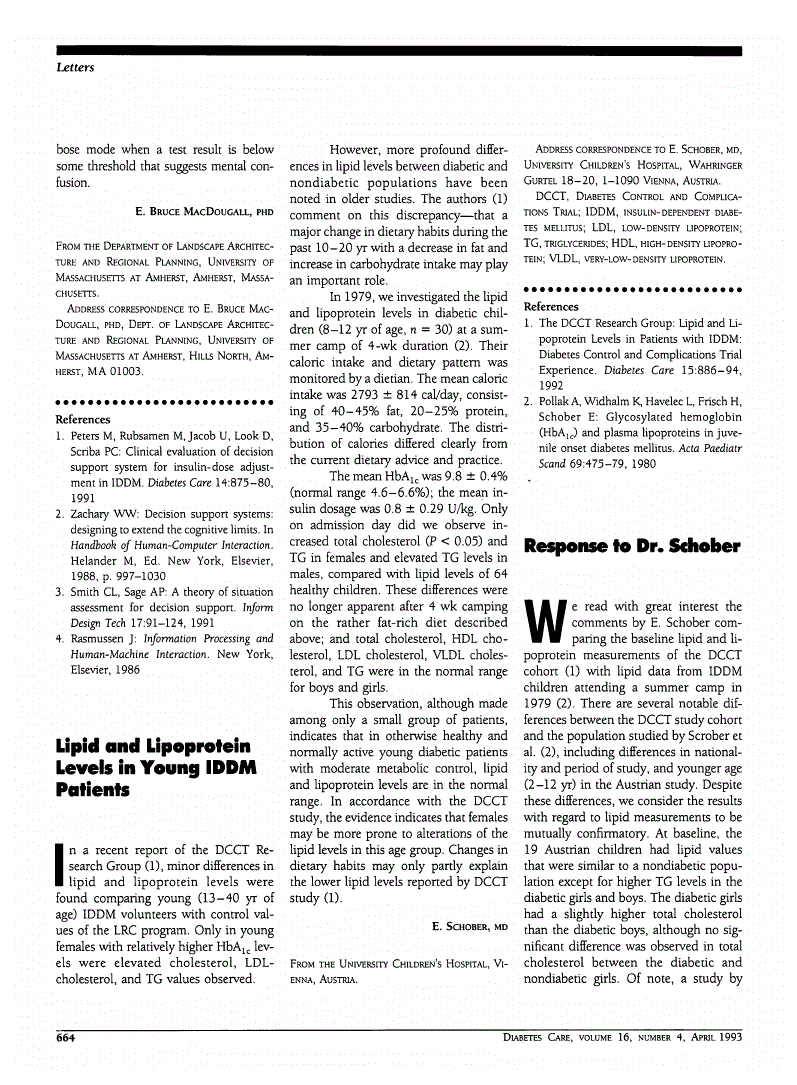 First page of Response to Dr. Schober