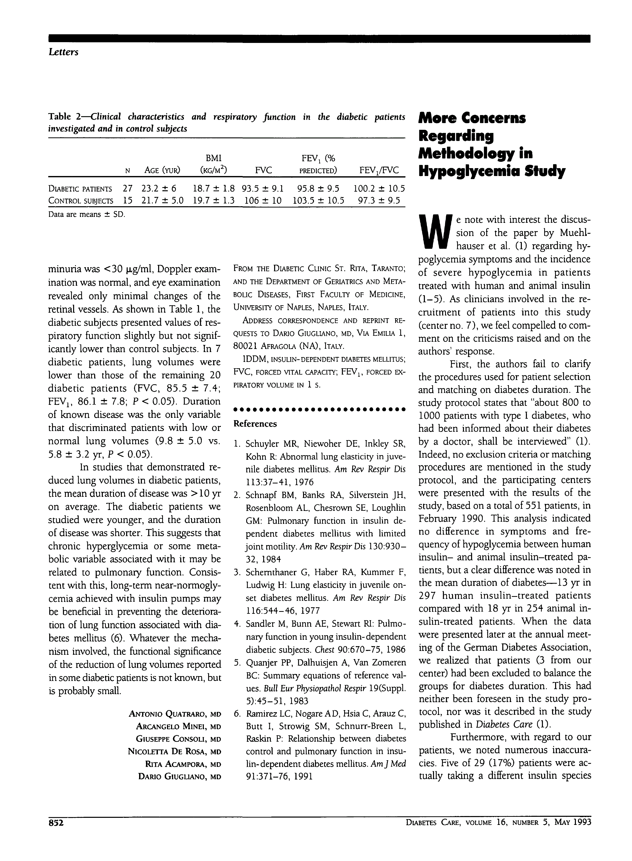 First page of More Concerns Regarding Methodology in Hypoglycemia Study