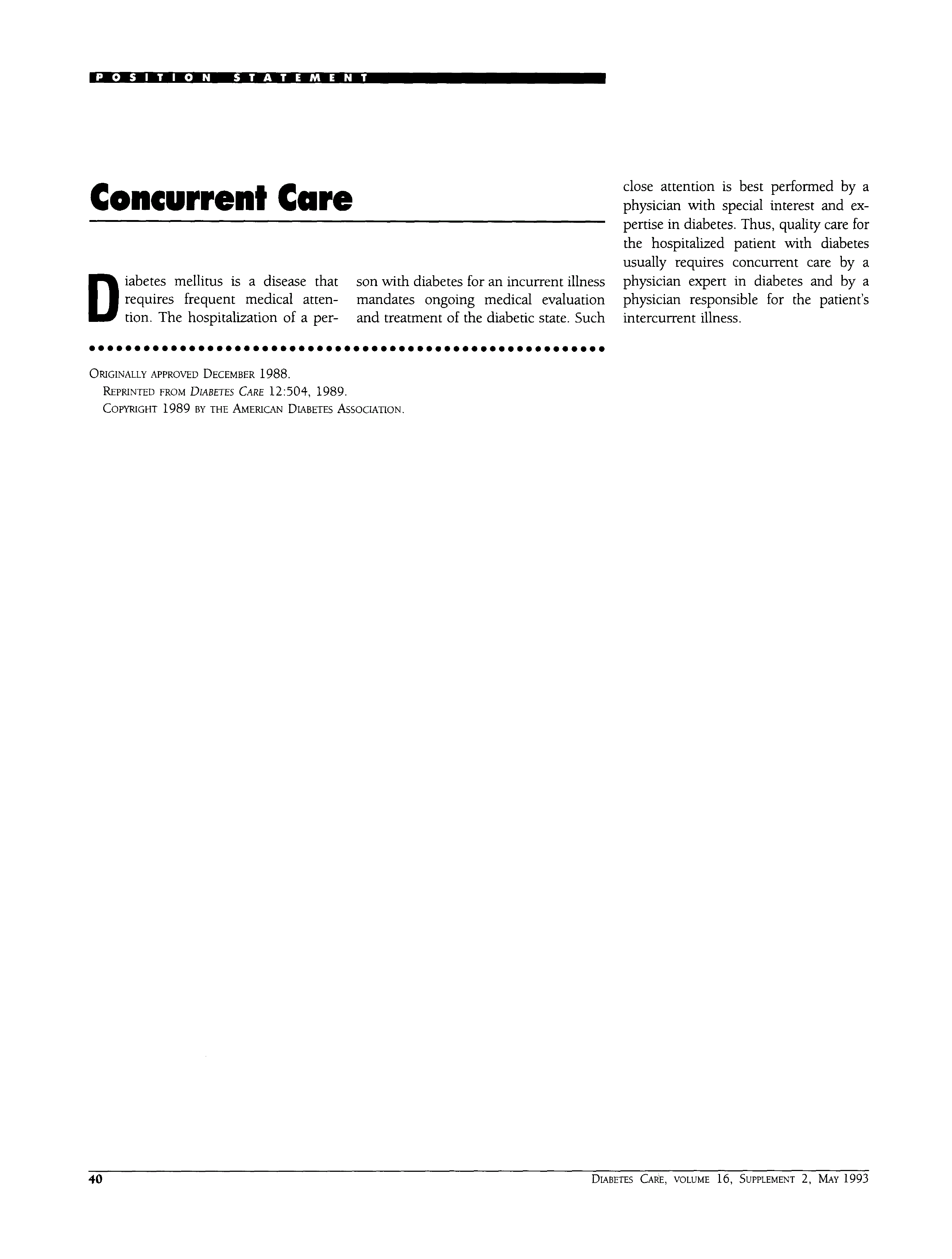 First page of Concurrent Care