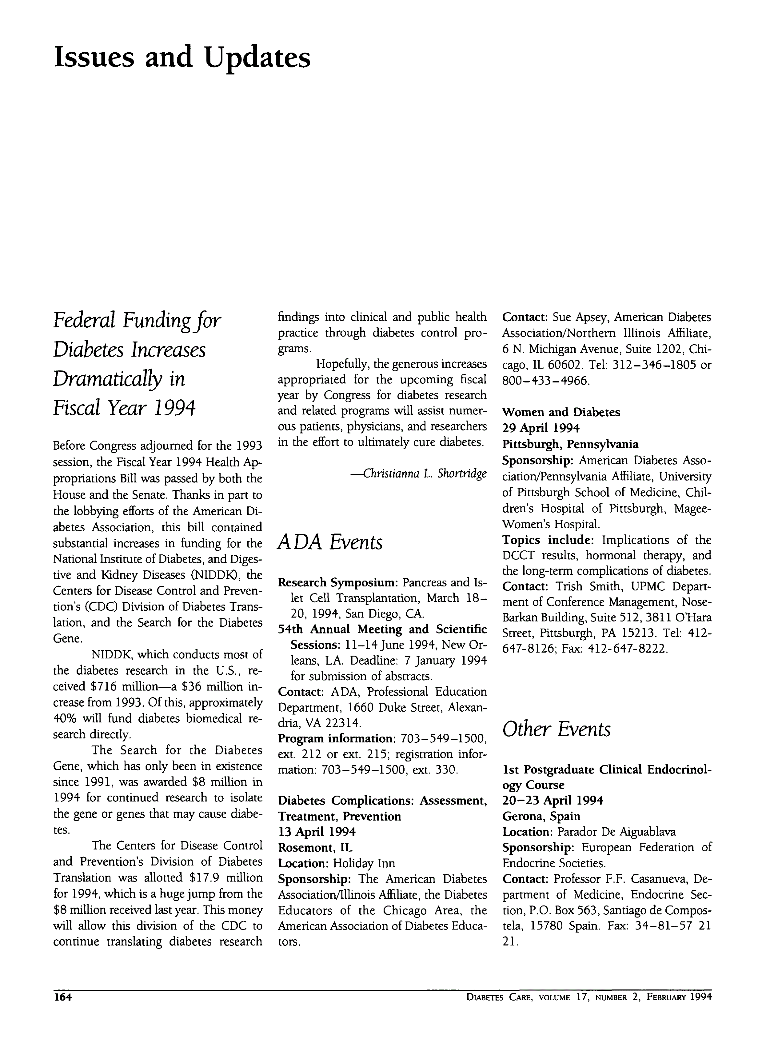 First page of Issues and Updates