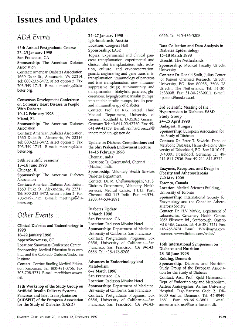 First page of Issues and Updates