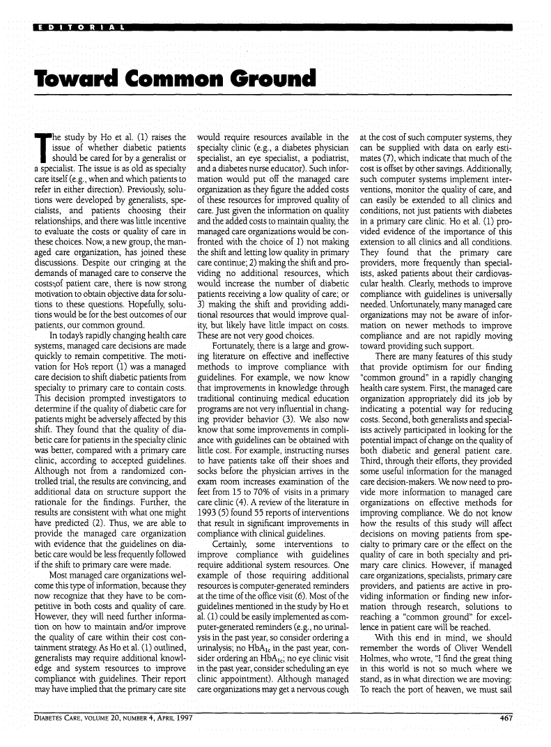 First page of Toward Common Ground