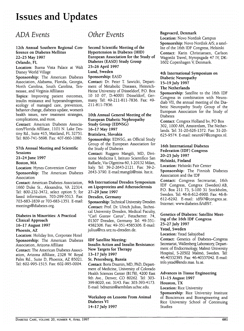 First page of Issues and Updates