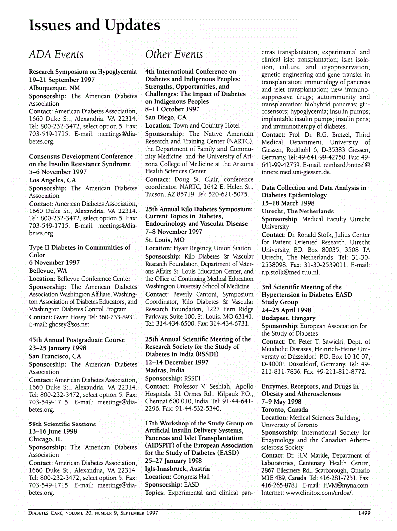 First page of Issues and Updates