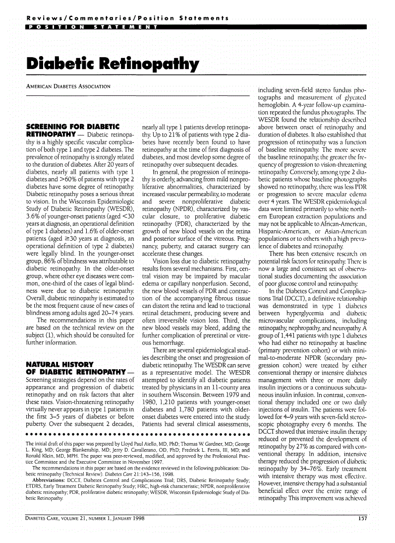 First page of Diabetic Retinopathy