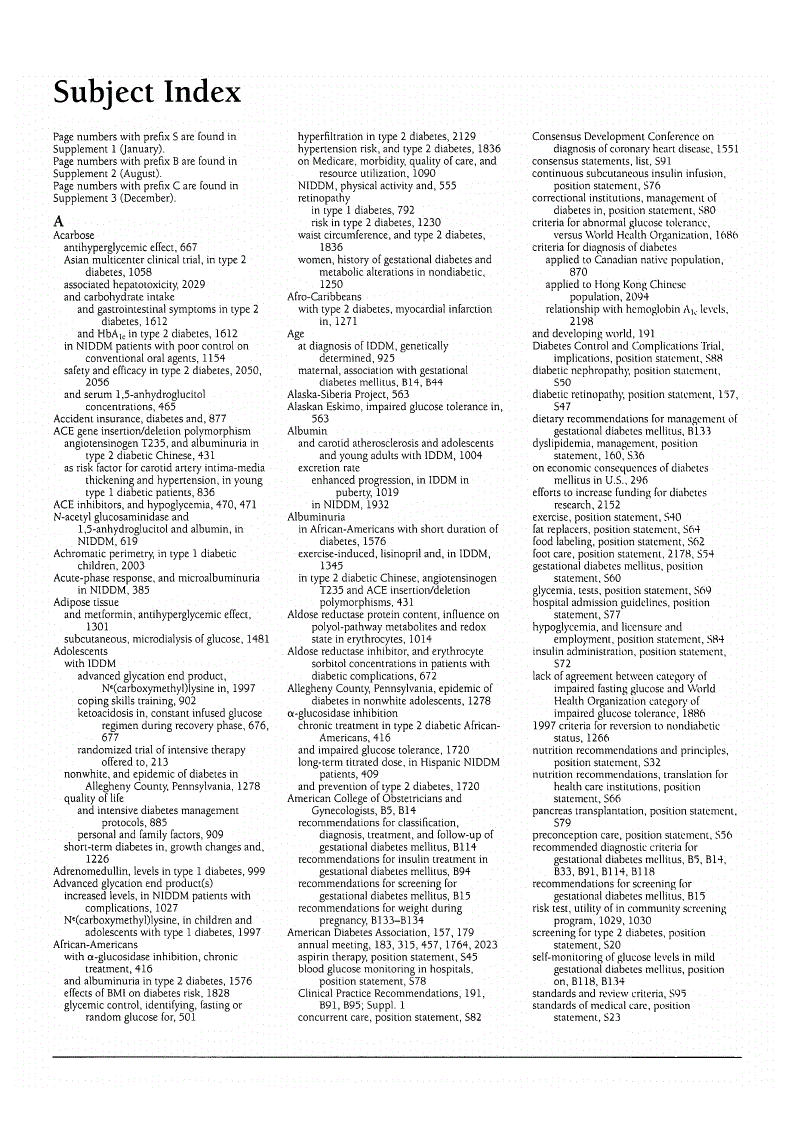 First page of Subject Index