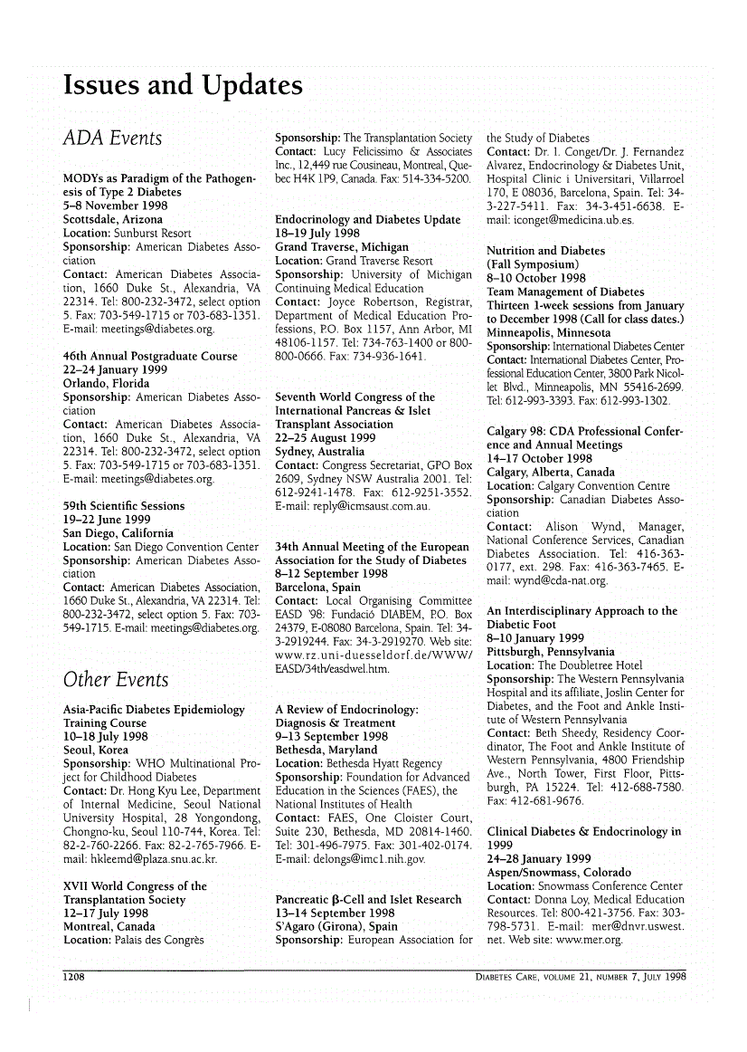 First page of Issues and Updates