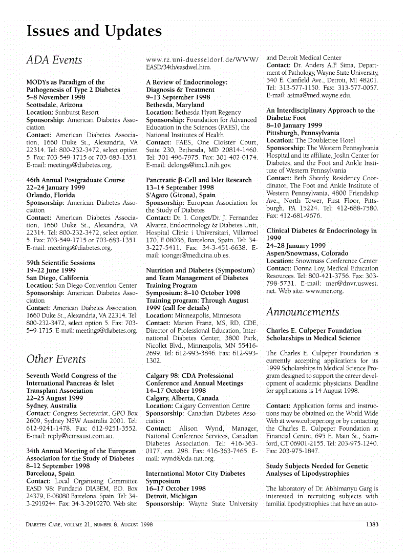 First page of Issues and Updates