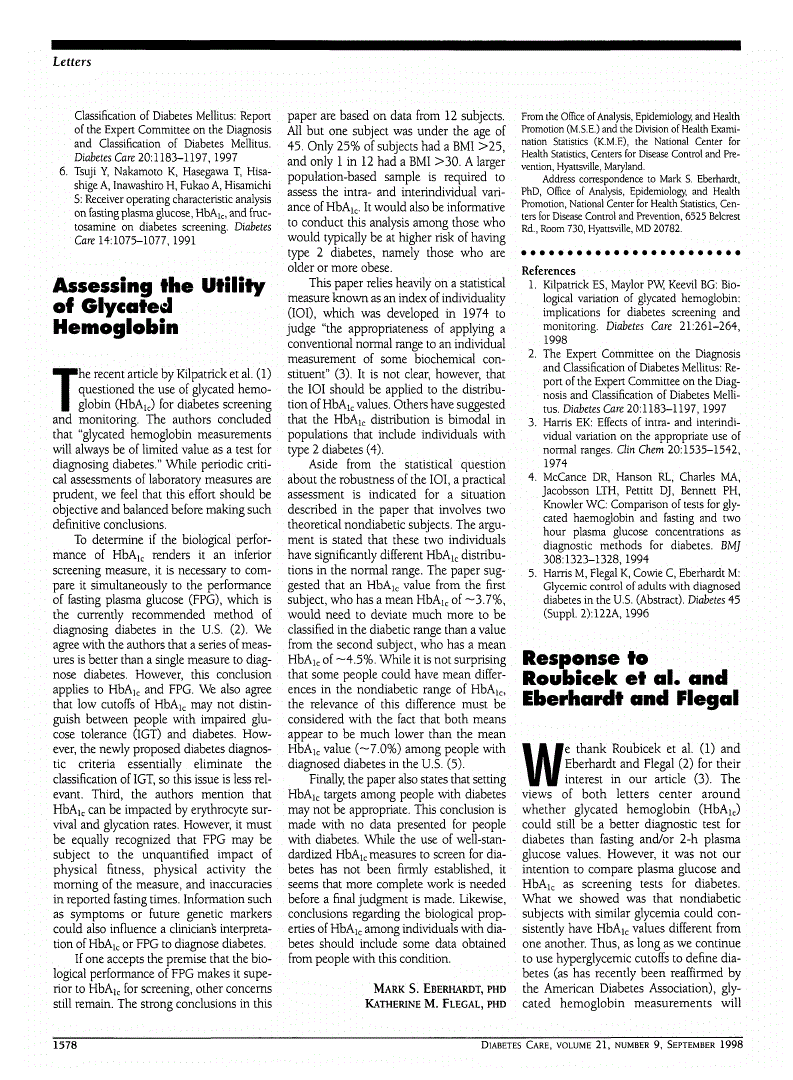 First page of Response to Roubicek et al. and Eberhardt and Flegal