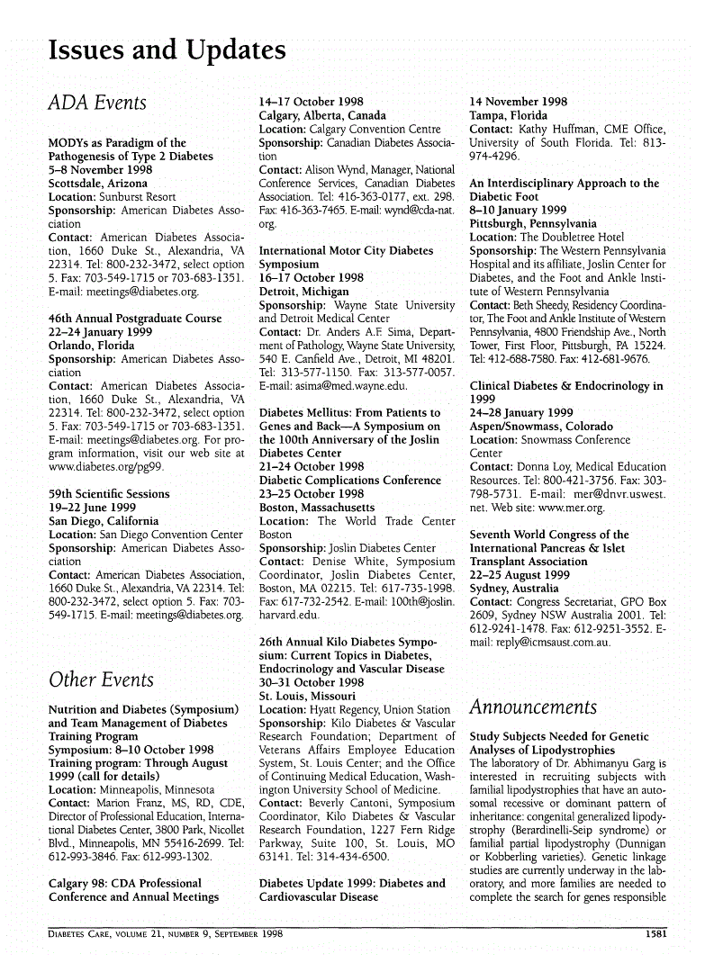 First page of Issues and Updates