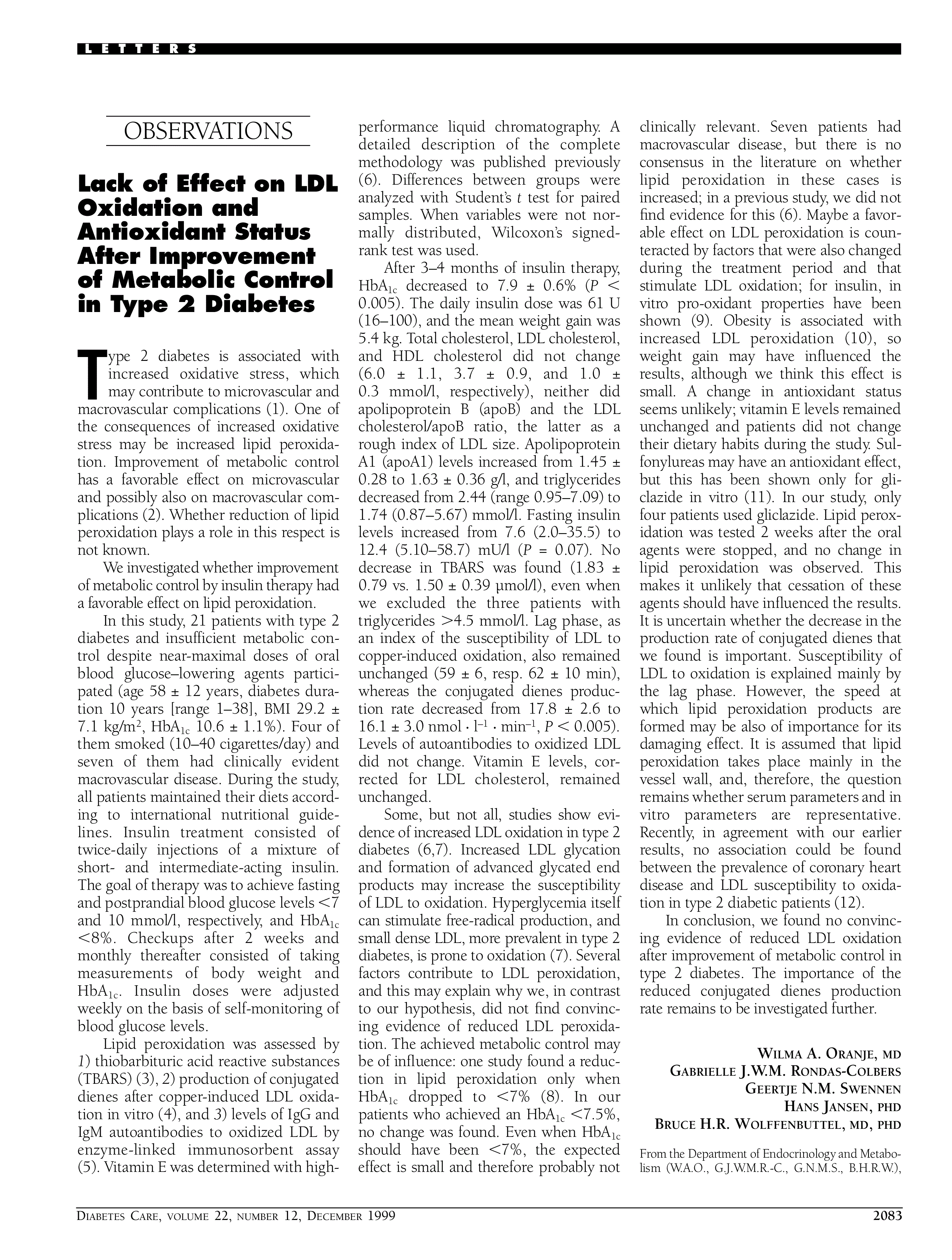 First page of Insulin-sensitive and insulin-resistant variants in nonobese Japanese type 2 diabetic patients. The role of triglycerides in insulin resistance.