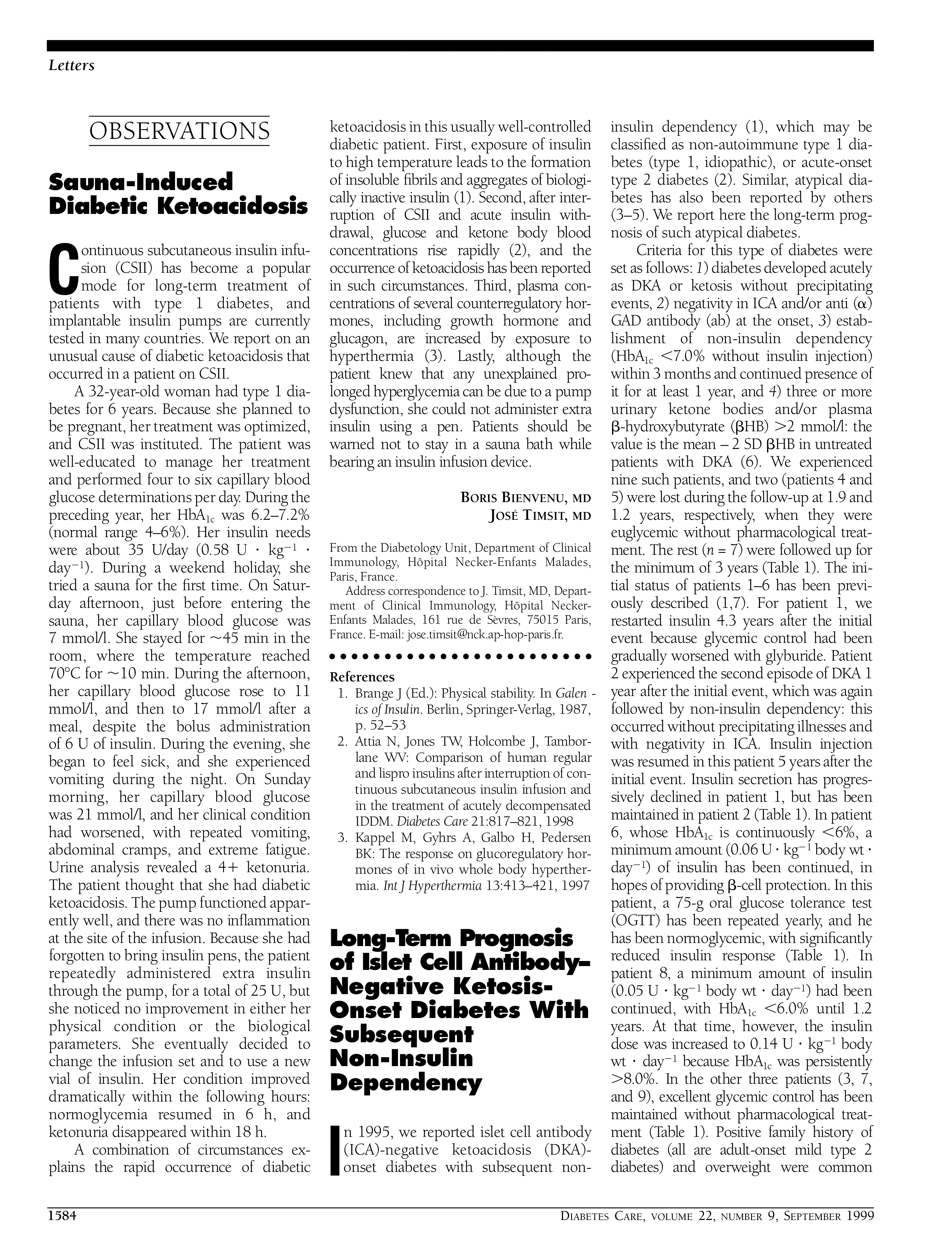 First page of Long-term prognosis of islet cell antibody-negative ketosis-onset diabetes with subsequent non-insulin dependency.