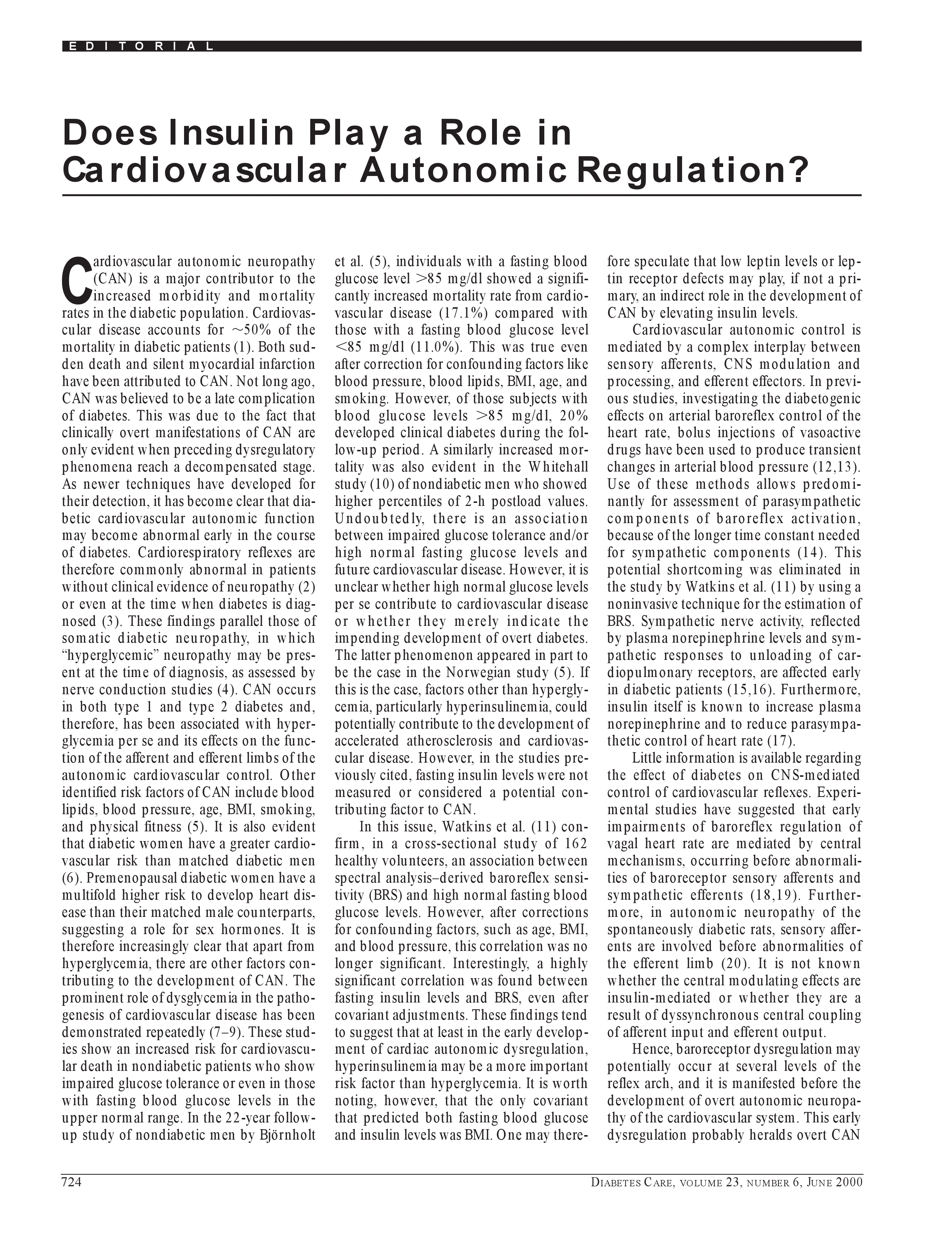 First page of Does insulin play a role in cardiovascular autonomic regulation?