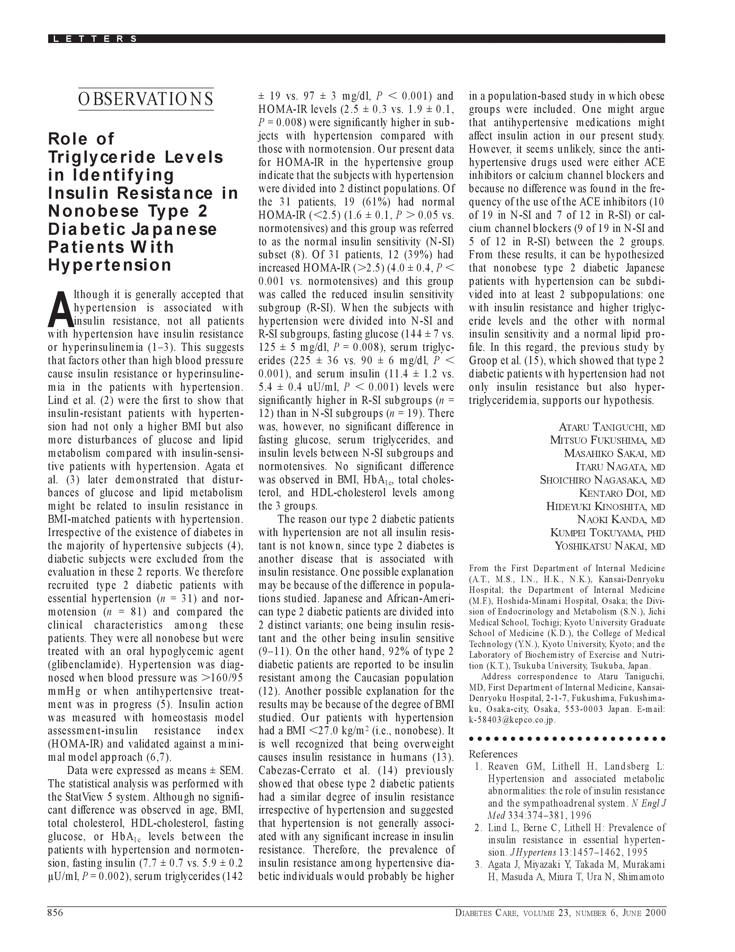 First page of Trp64Arg polymorphism of the beta3-adrenergic receptor is not associated with diabetic nephropathy in Japanese patients with type 2 diabetes.