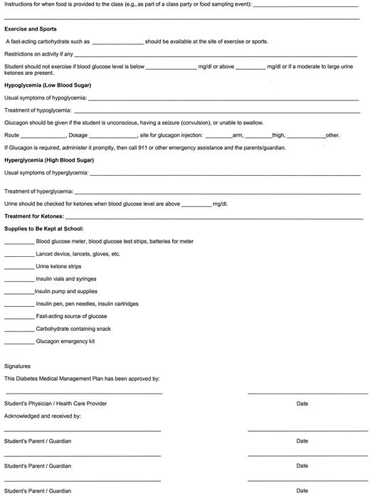 Figure 1—. Diabetes Medical Management Plan.
