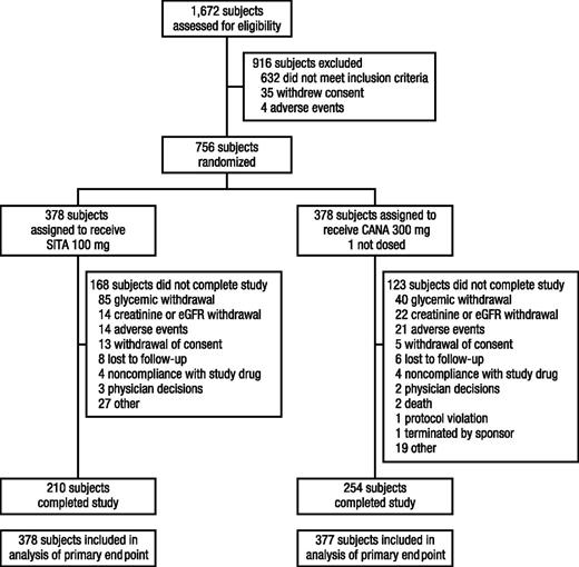 Figure 1. Study flow diagram. SITA, sitagliptin; CANA, canagliflozin.