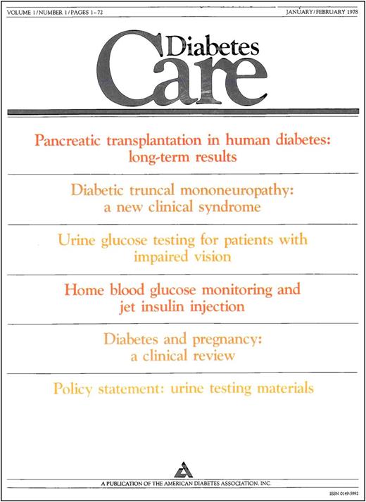 Figure 3. Inaugural issue of Diabetes Care, January/February 1978.