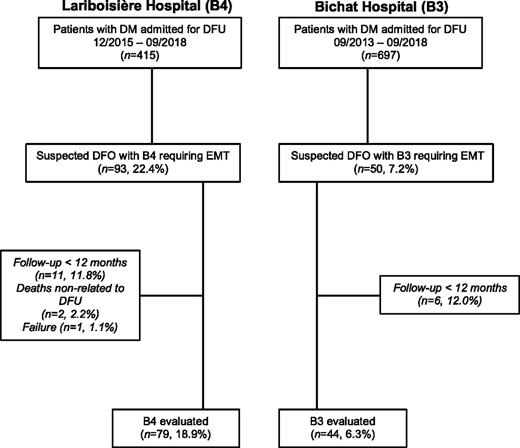 Figure 2. Phase 2/3 diagram of the study. DM, diabetes mellitus; EMT, exclusive medical treatment.