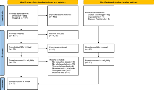 PRISMA 2020 flow diagram for new systematic reviews including searches of databases, registers, and other sources. Adapted from Page et al. The PRISMA 2020 statement: an updated guideline for reporting systematic reviews. BMJ 2021;372:n71.