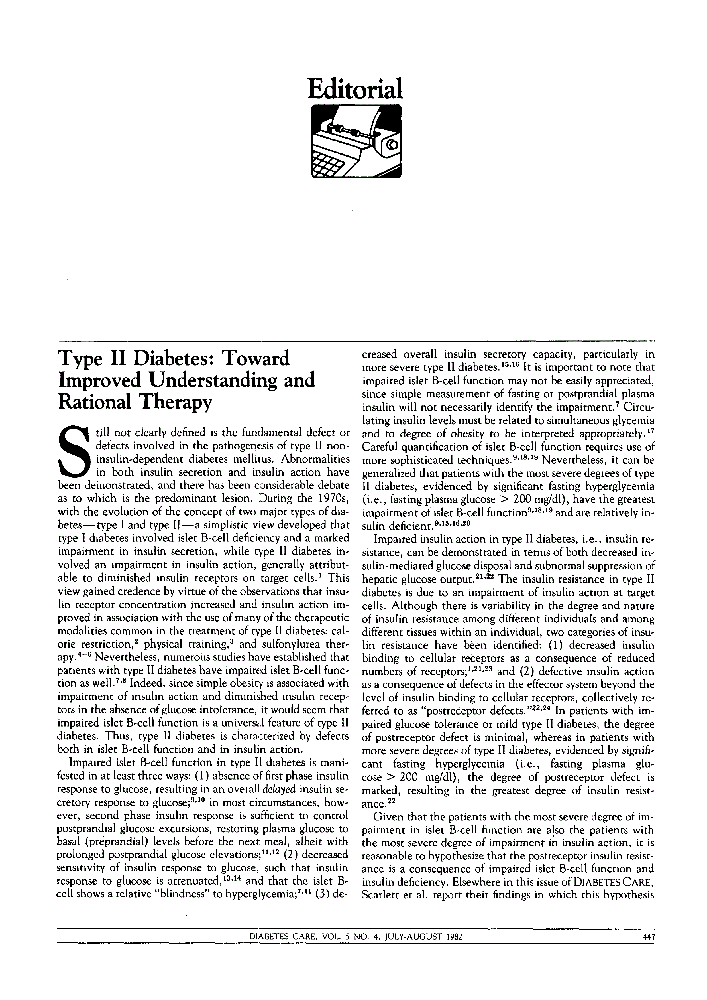 First page of Type II Diabetes: Toward Improved Understanding and Rational Therapy