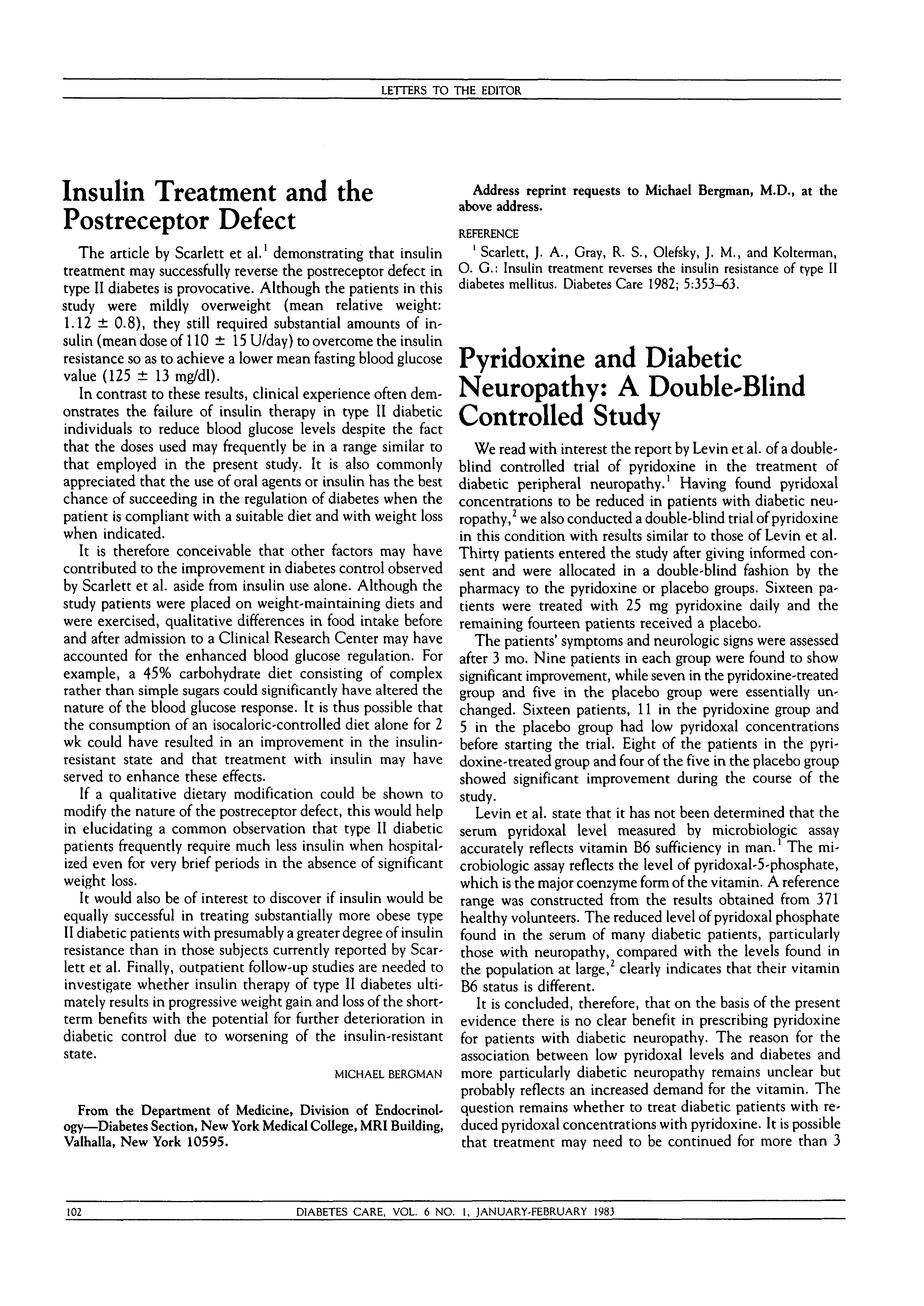 First page of Insulin Treatment and the Postreceptor Defect