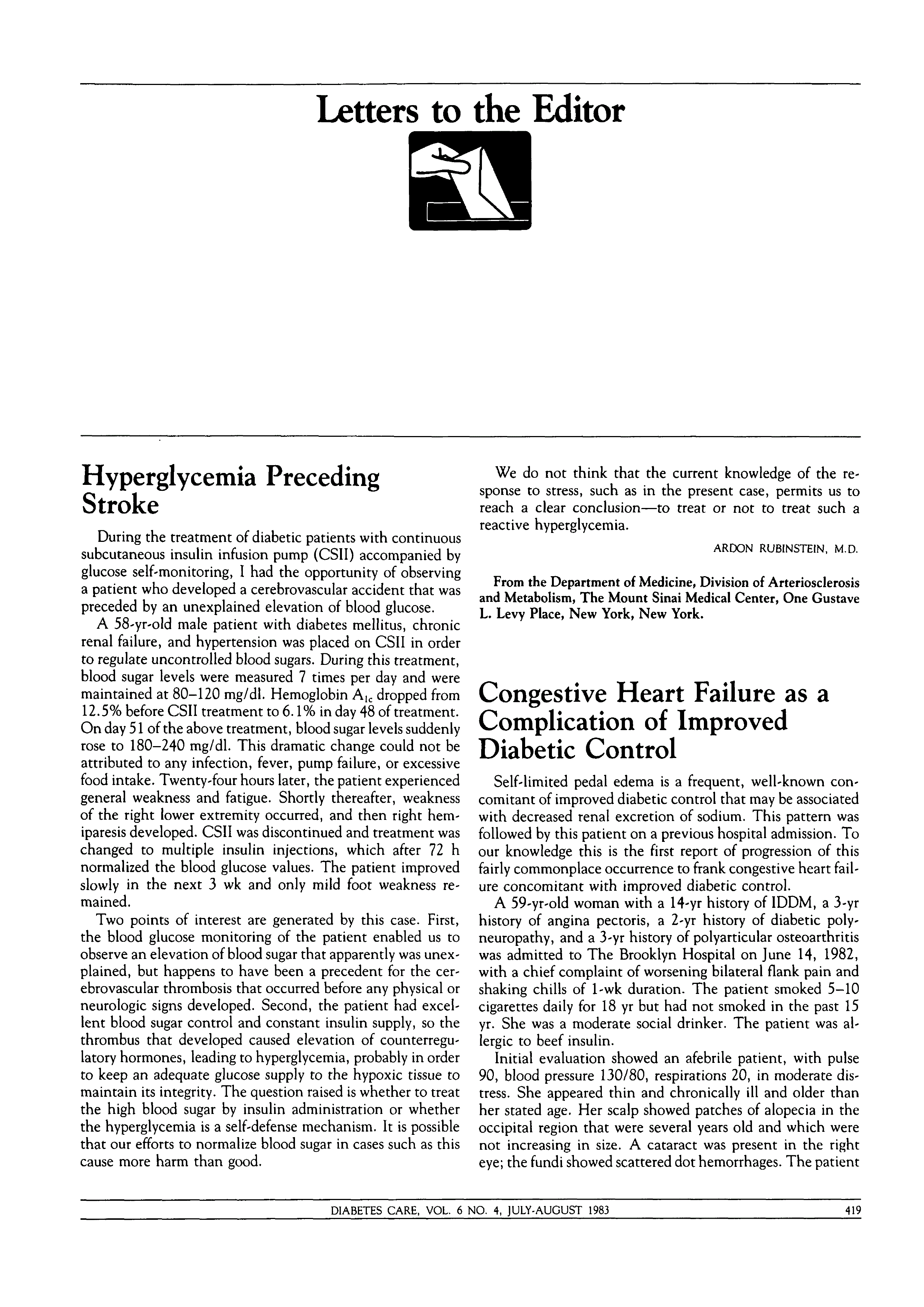 First page of Hyperglycemia Preceding Stroke