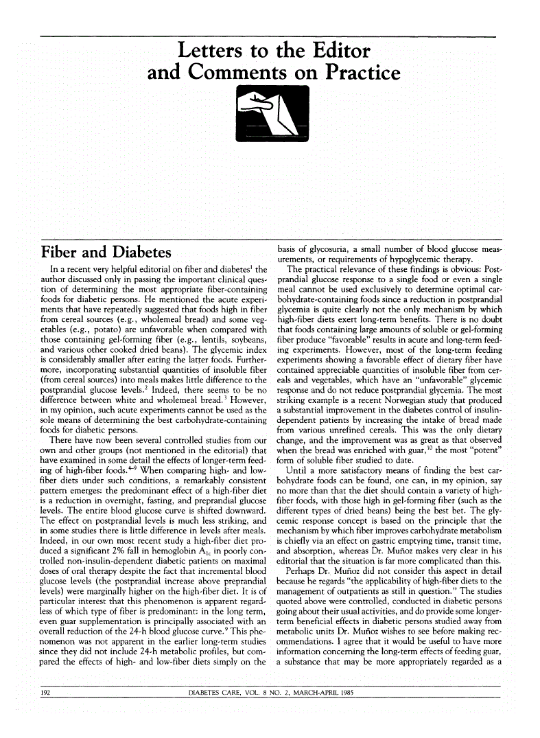 First page of Fiber and Diabetes