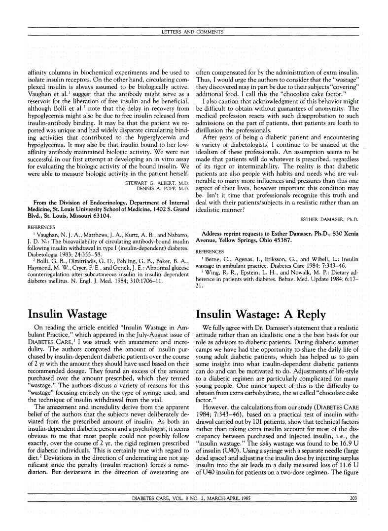 First page of Insulin Wastage
