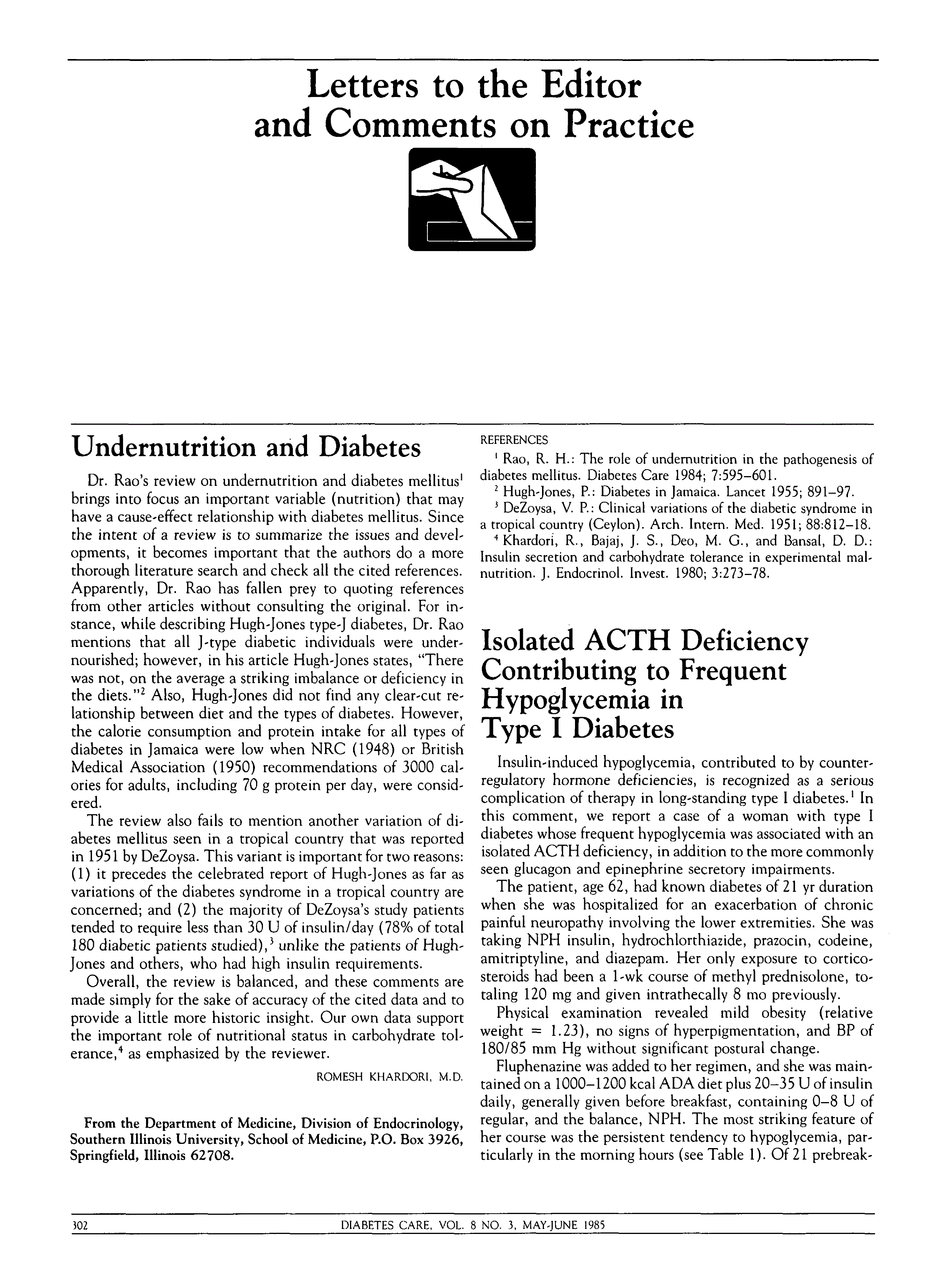 First page of Undernutrition and Diabetes