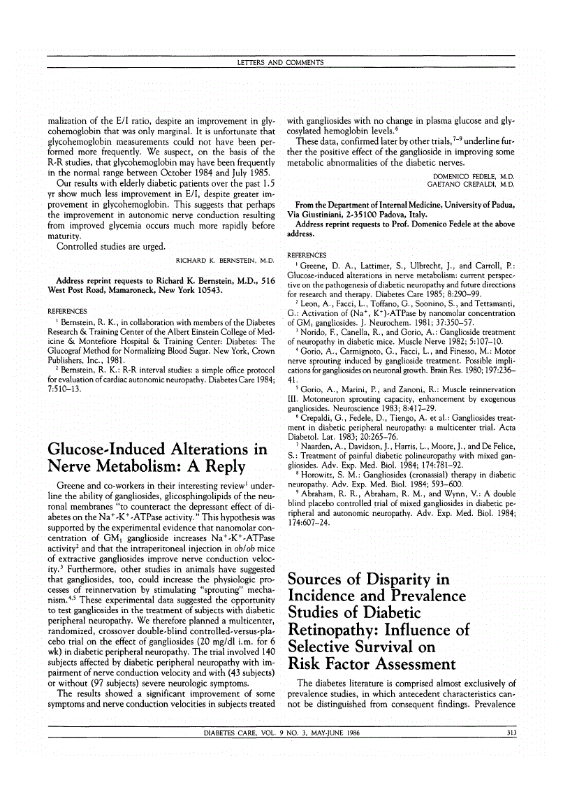 First page of Glucose-Induced Alterations in Nerve Metabolism: A Reply