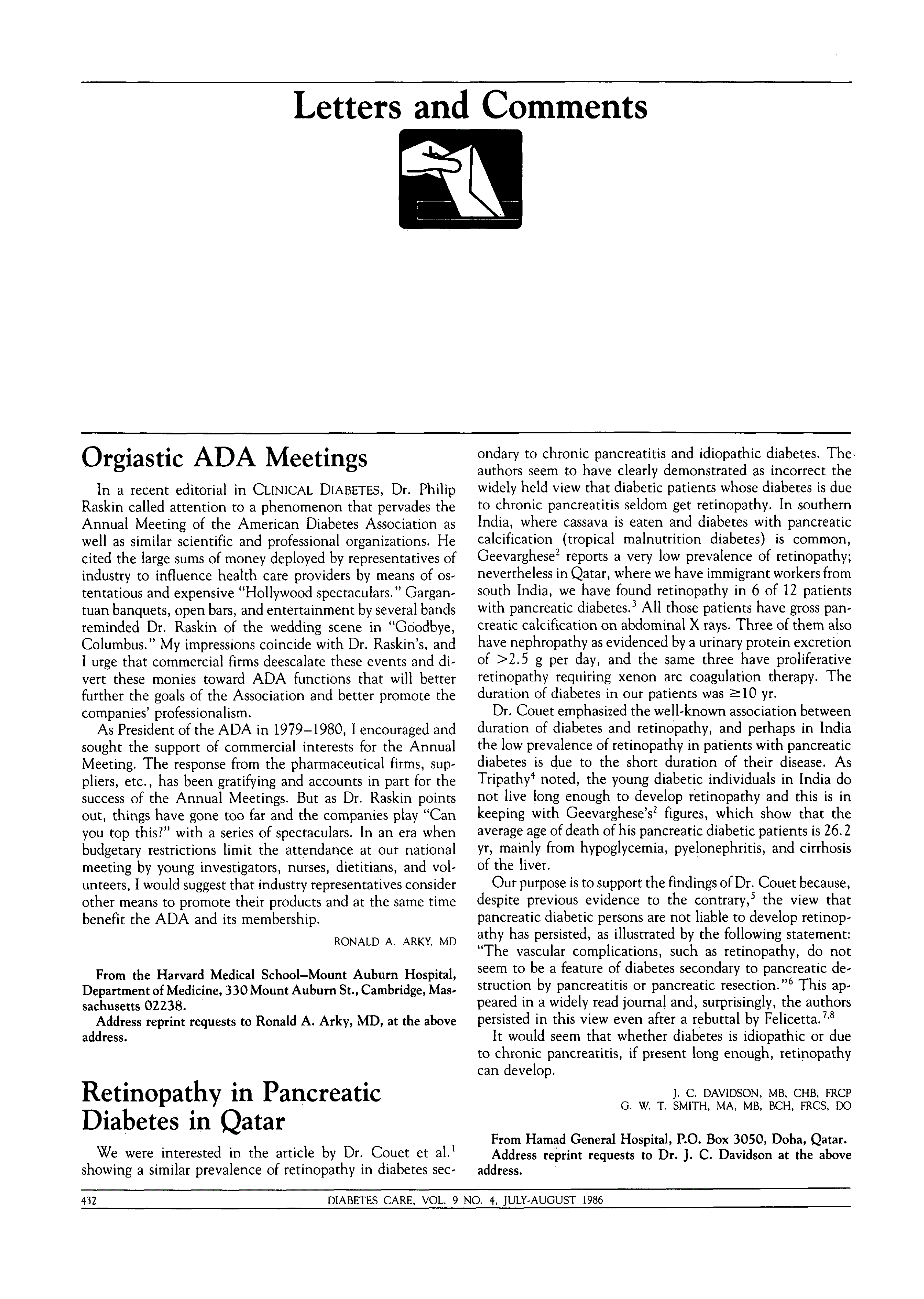 First page of Retinopathy in Pancreatic Diabetes in Qatar