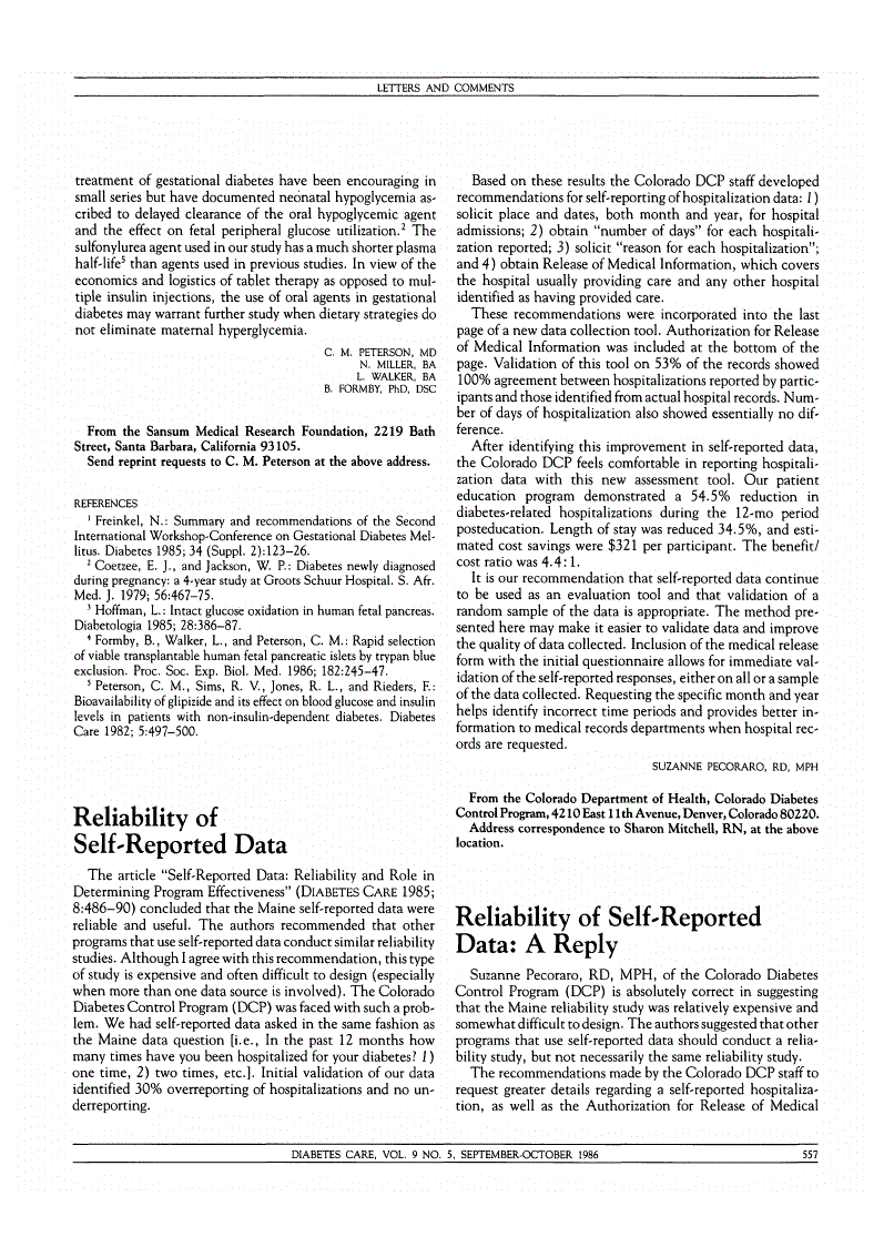 First page of Reliability of Self-Reported Data: A Reply