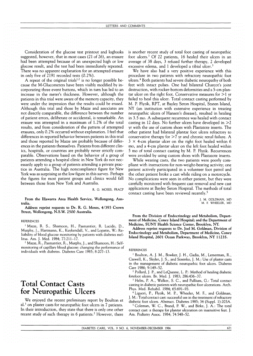 First page of Total Contact Casts for Neuropathic Ulcers