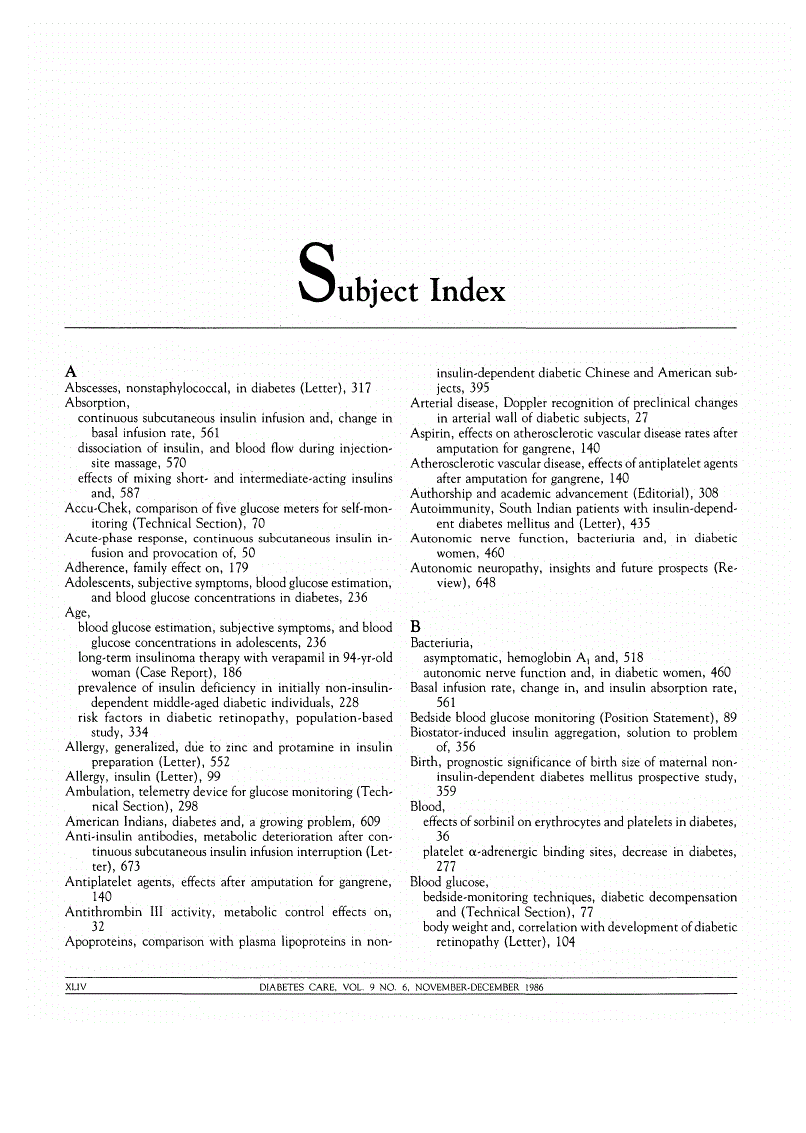 First page of Subject Index
