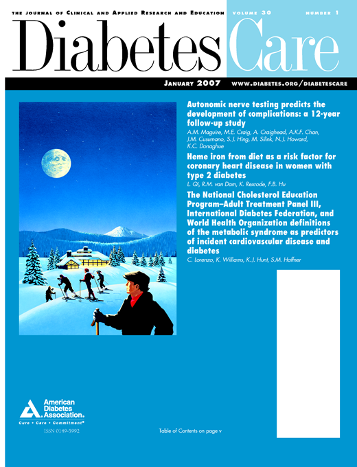 Diabetes Care Cover Image for Volume 30, Issue 1