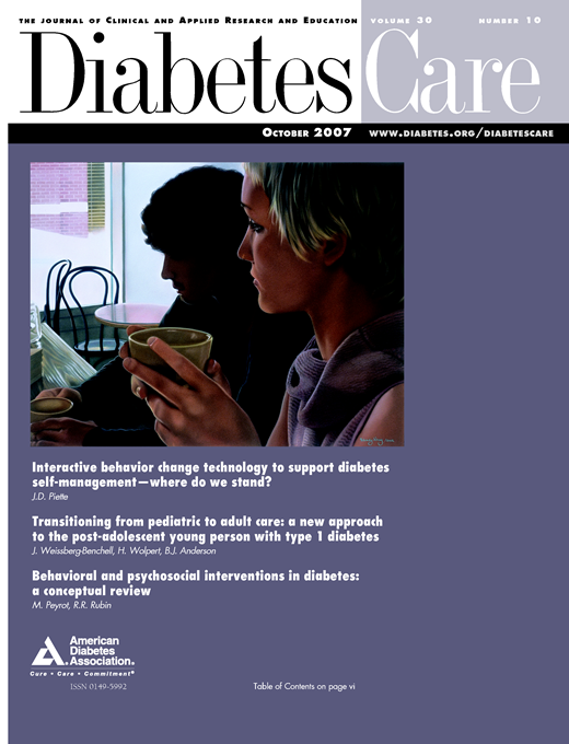 Diabetes Care Cover Image for Volume 30, Issue 10