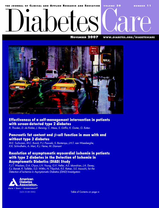 Diabetes Care Cover Image for Volume 30, Issue 11