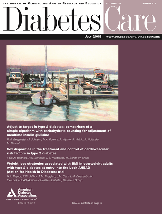 Diabetes Care Cover Image for Volume 31, Issue 7